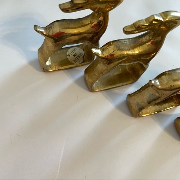 Vintage Miniature Deer Figurines Solid Brass Decor Reindeer Holiday Set Of 4 - Picture 4 of 6